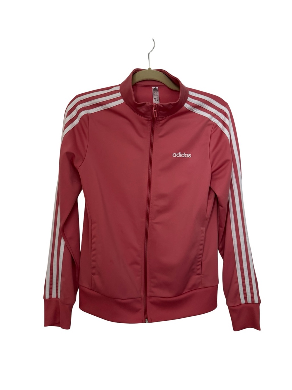 adidas Women's Rose Pink Track Jacket with White Stripes